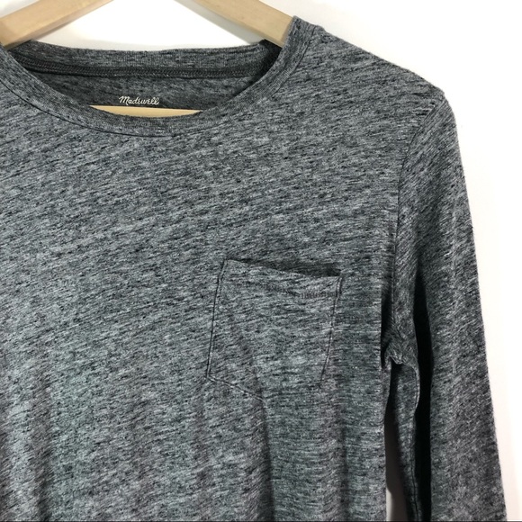 Madewell Long Sleeve Crew Neck Pocket Tee Heathered Gray Small - Picture 3 of 7